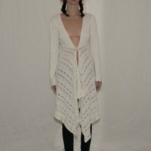 Y2k trench length cardigan cream white with a button size medium calvin klein